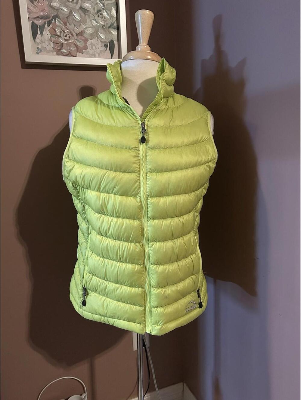 LL Bean Down Puffer Vest Womens XS Green Downtek Goose Packable Travel